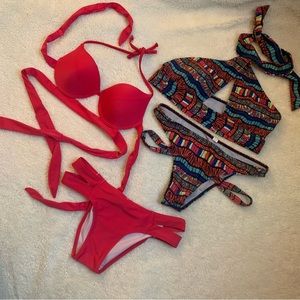 2 Sets of bathing suits. Bundle Swimwear. Tops and Bottoms Sz M.